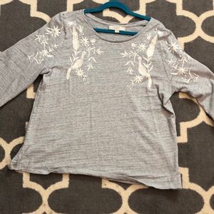 Loft Plus embroidered tunic sweatshirt- Grey